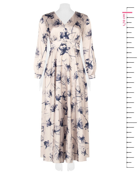 Lange curvy-jurk van satijn met geplooide tailleband – Rinascimento Curvy