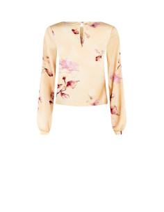 Losvallende, soepelvallende satijnen blouse met bloemenprint Rinascimento 2