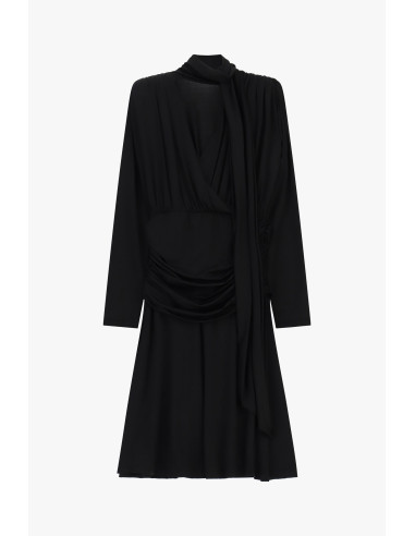 Midi-jurk met plooien, drapering en geknoopte ceintuur Dixie