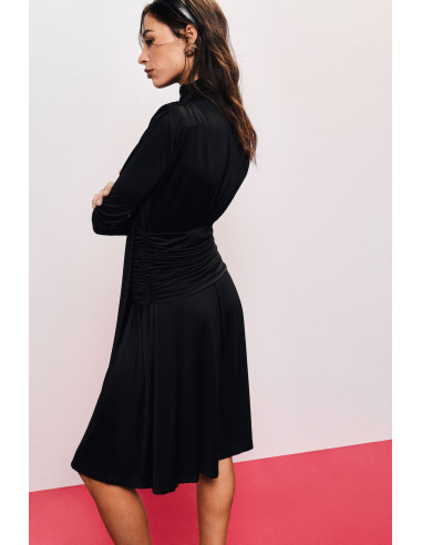 Midi-jurk met plooien, drapering en geknoopte ceintuur Dixie
