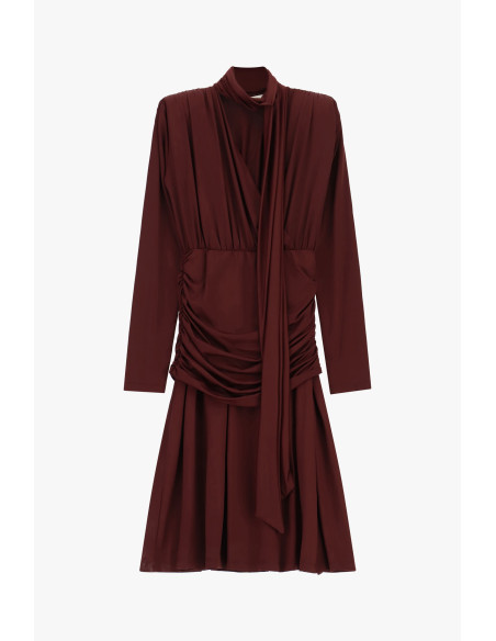 Midi-jurk met plooien, drapering en geknoopte ceintuur Dixie
