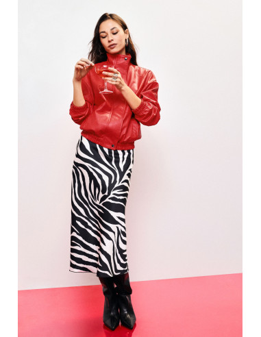 Grafische uitlopende midi-rok met zebraprint Dixie