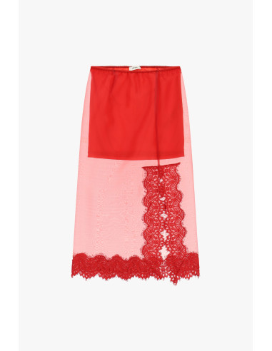 Midi-rok met kanten inzetstuk en transparante details Dixie