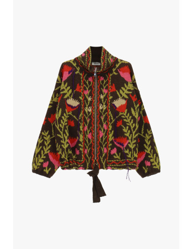 Vest met rits en jacquard-bloemenmotief Dixie