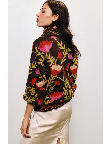 Vest met rits en jacquard-bloemenmotief Dixie