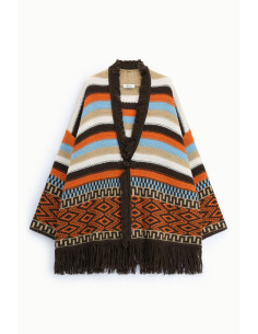 Poncho met franjes en geometrische motieven Dixie 2