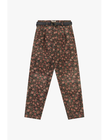 Chino-fit broek met bloemenmotief en riem Dixie
