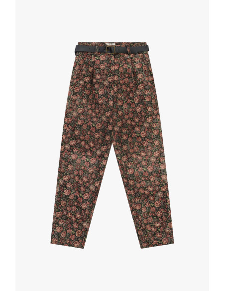 Chino-fit broek met bloemenmotief en riem Dixie