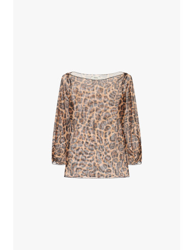 Transparante top met dierenprint en lange mouwen Dixie