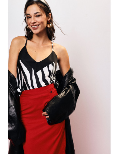 Top met dunne gekruiste schouderbandjes en zebraprint Dixie