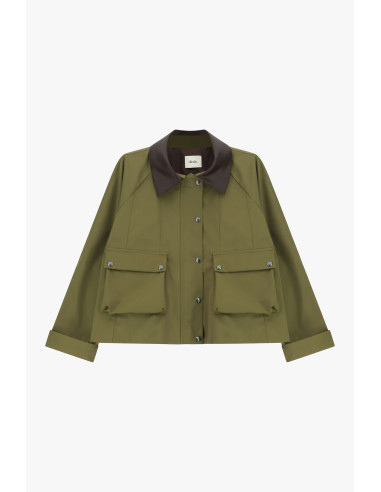 Cropped overhemdjas met grote zakken aan de voorkant Dixie