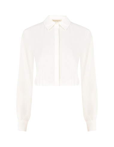 Soepelvallende cropblouse van mat satijn met verborgen knopen Rinascimento