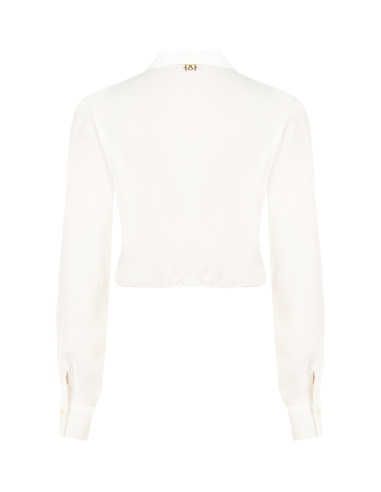 Soepelvallende cropblouse van mat satijn met verborgen knopen Rinascimento