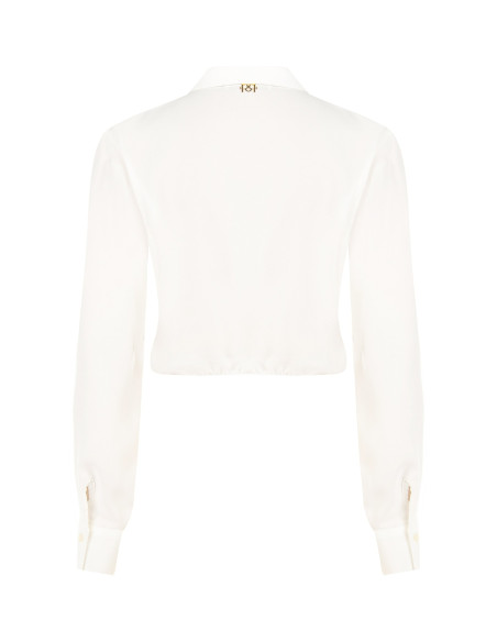 Soepelvallende cropblouse van mat satijn met verborgen knopen Rinascimento