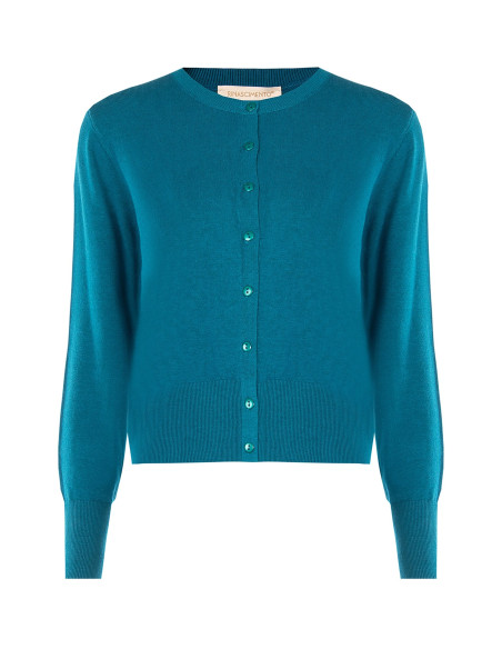 Rinascimento cardigan met ronde hals en ton-sur-ton knopen