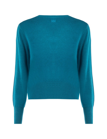 Rinascimento cardigan met ronde hals en ton-sur-ton knopen
