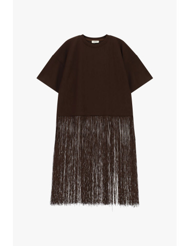 Dixie T-shirt met korte mouwen en lange franjes