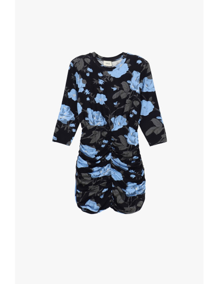 Korte jurk met bloemenprint en ruches Dixie