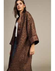 Dixie jacquard dusterjas met wijde mouwen