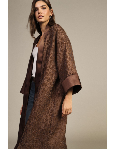 Dixie jacquard dusterjas met wijde mouwen
