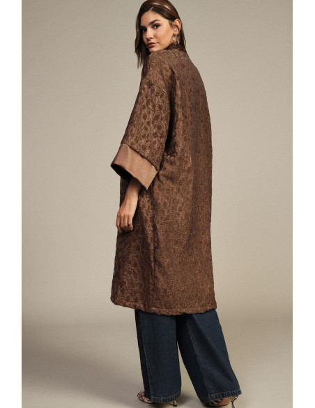 Dixie jacquard dusterjas met wijde mouwen
