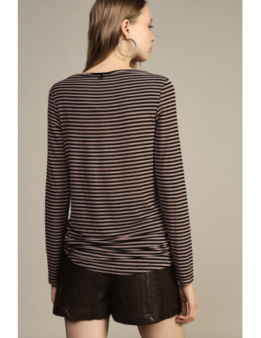 Dixie T-shirt met strepen en lange mouwen, regular fit