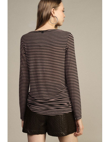Dixie T-shirt met strepen en lange mouwen, regular fit