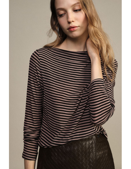 Dixie T-shirt met strepen en lange mouwen, regular fit