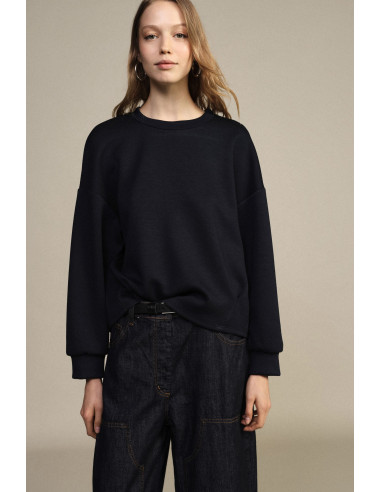 Dixie sweatshirt met ronde hals, wijde mouwen en afgeronde zoom