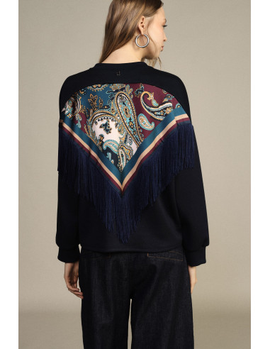 Dixie sweatshirt met ronde hals, wijde mouwen en afgeronde zoom