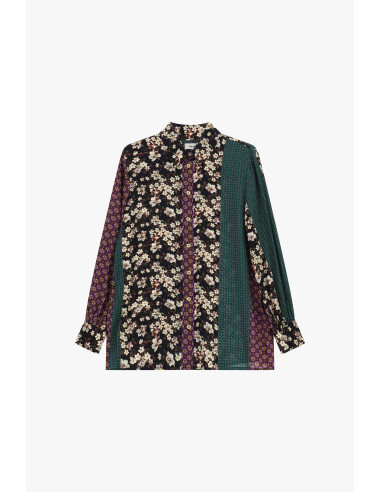 Dixie patchworkblouse met bloemenmotief