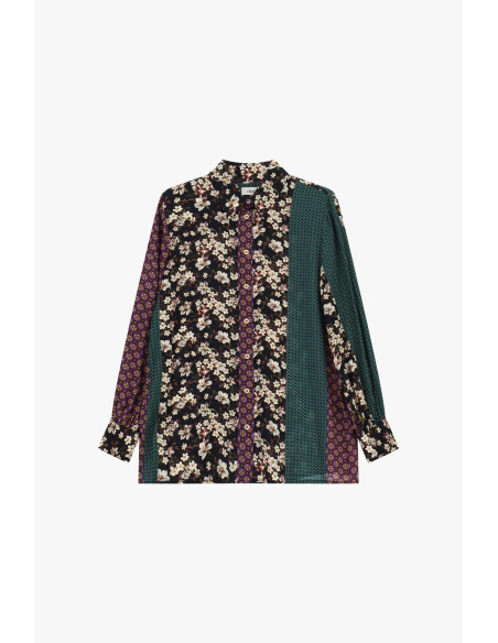 Dixie patchworkblouse met bloemenmotief