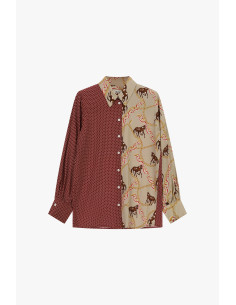 Dixie overhemd met patchworkprint van paarden en stippen 2