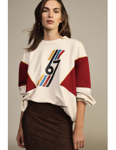 Dixie sweatshirt met ronde hals, grafische details en inzetstukken