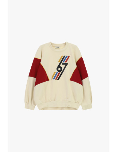 Dixie sweatshirt met ronde hals, grafische details en inzetstukken