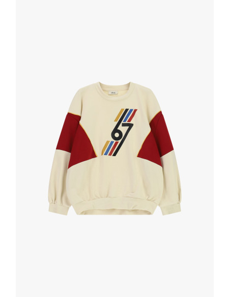 Dixie sweatshirt met ronde hals, grafische details en inzetstukken
