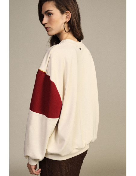 Dixie sweatshirt met ronde hals, grafische details en inzetstukken