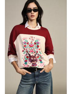 Dixie sweatshirt met ronde hals, bloemenprint en grafische details