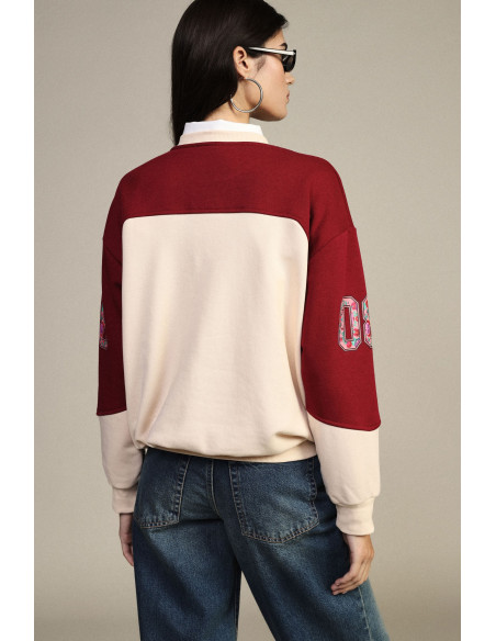 Dixie sweatshirt met ronde hals, bloemenprint en grafische details