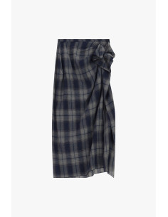 Dixie midi-rok met ruitpatroon en drapering aan de zijkant 2