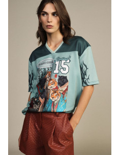 Dixie T-shirt met korte mouwen en panter- en tijgerprint
