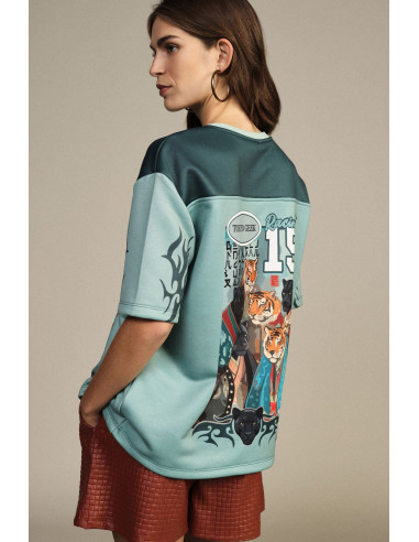 Dixie T-shirt met korte mouwen en panter- en tijgerprint
