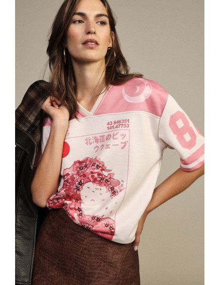 T-shirt met korte mouwen en Kyoto-print, Dixie-grafiek
