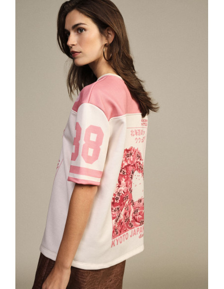 T-shirt met korte mouwen en Kyoto-print, Dixie-grafiek
