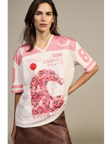 T-shirt met korte mouwen en Kyoto-print, Dixie-grafiek
