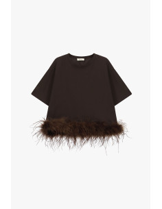 Dixie T-shirt met korte mouwen en veren aan de onderkant 2