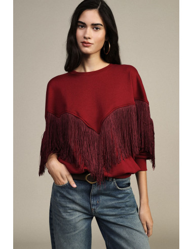 Sweater met ronde hals en decoratieve franjes A V Dixie