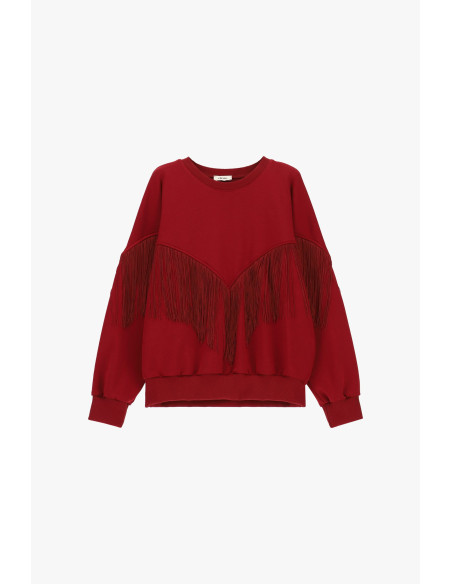 Sweater met ronde hals en decoratieve franjes A V Dixie