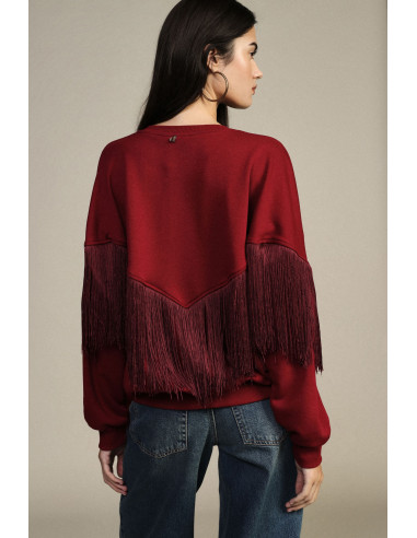 Sweater met ronde hals en decoratieve franjes A V Dixie