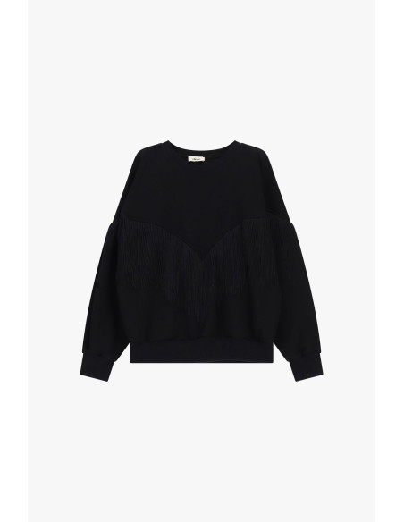Sweater met ronde hals en decoratieve franjes A V Dixie